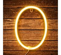Letter Neon O, LED Neon Light Sign, 22cm Alphabet Neon Wall Light Sign, USB/Battery Operated for Birthday Wedding, Christmas