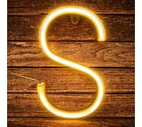 Letter Neon S, LED Neon Light Sign, 22cm Alphabet Neon Wall Light Sign, USB/Battery Operated for Party, Wedding, Christmas