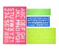 Letter Number Stencils, Alphabet Lettering and Number Stencils Small Plastic Letters Stencil Templates Set 4 Pcs Random Color