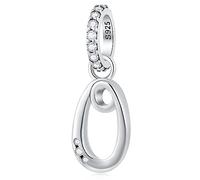 Letter O Charms Alphabet Pendant, 925 Sterling Silver Initial o Dangle CZ Bead fit Pandora Open Moment Bracelet con Letra, Gifts for October Birthday/Groom/Godmom
