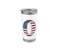 Letter O First Name Monogram Initial USA American Flag Print Stainless Steel Insulated Tumbler