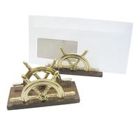 Letter or napkin holder made of Wood/brass 12.5 x 7 cm (4.9 x 2.8 IN) Sea-Club
