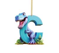 Letter Ornaments Christmas Tree Decoration Dinosaur 26 English Letters Hanging Decor Letter Personalized Christmas Ornaments Cute Dinosaur Pendant (C)