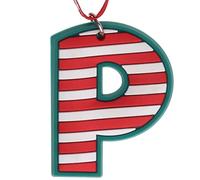 Letter P Initial Hanging Christmas Tree Decoration Silicone Ornament Novelty Bauble - Stocking Filler - Secret Santa - Colourful Multicoloured - Small Gift - Funny
