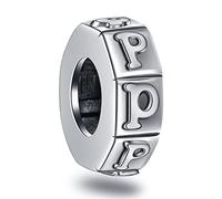 Letter P Spacer Charms, Initial P Alphabet Rubber Stopper Beads in Vintage 925 Sterling Silver, fits Pandora DIY Moments Bracelet, Personalized Gift for Papa/Partner/Party