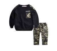 Letter Pants Camouflage Baby Kids Set Tracksuit Tops 2PCS Outfits Boys Teen Boys Outfits&Set Boy Clothes 3-6 Months (Black, 2-3 Years)