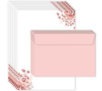 Letter Paper A5 Envelope Set Elegant with Flowers in Dusky Pink Printed 2 Sides A5 120 g/m² C6 80 g/m² Envelope 20 Sheets Writing Paper with 10 Envelopes