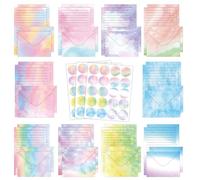 Letter Paper and Envelopes Set, 160 PCS A5 Writing Stationery with Watercolor Lined Paper, 50 Sheets & 50 Envelopes for Love Letters, Invitations, Office and School Use（Watercolor）