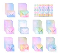 Letter Paper and Envelopes Sets 50Sheets A5 Letter Papers and Envelopes with 60Pcs Sealing Sticker Printer Friendly Both Sides Printed Pretty Watercolor Writing Stationery for Thanksgiving Mothers Day
