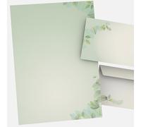 Letter Paper Set DIN A4 & Envelopes DIN Long Spring Breeze - 25 Sheets & 25 Envelopes, Delicate Green Sheets, Elegant & Modern