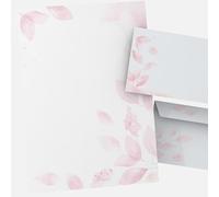 Letter Paper Set "Pastel Leaves" DIN A4 - Writing Paper with Envelopes - 25 Sheets & 25 Envelopes - Writing Paper for Letters, Invitations & Thank You Notes
