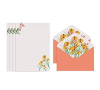 Letter Paper Stationery Flower Envelope Set with 4 Letter Papers for Ideal for Wedding Party Invitation Greeting Let