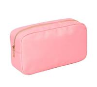 Letter Patch Custom Travel Cosmetic Bag Personalized Nylon Pouch Toiletry Chenille Makeup Toiletries Girl for Vacations, Weekend getaways, or Business Trips(Apricot,L)
