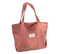 Letter Patch Decor Corduroy Shopper Bag Women Shoulder Bags Ladies Handbag Student Bag Extra Large Shoulder Bag (Pink, One Size)