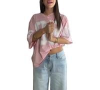 Letter Printed Jersey T-Shirtfor Women Loose Oversized V Neck Mesh Short Sleeve Top Number Graphic Y2k Sport Tees for Party Casual (A-01, S)