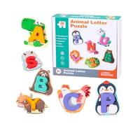 Letter Puzzle, 26 Pieces Alphabet Animal Puzzles, 9.06 x 7.87 x 1.77 inches, Matching Games, Learning Letters, Fine Motor Skill Development, Travel Toy for Early Education, Homeschool, Daycare