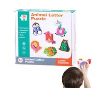 Letter Puzzle - 26 Pieces Letter Animal Puzzles | Wooden Alphabet Puzzle | Educational Matching Game For Preschool Learning, Fine Motor Skills Training Toy For Kids Classroom Kindergarten Homeschool