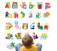 Letter Puzzle, Stem Educational Wooden Animal Toy, Fine Motor Skills Learning Alphabet Puzzle for Kids 3+ Years Kindergarten Preschool Classroom Homeschool Road Trip Travel