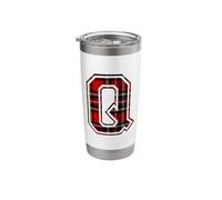 Letter Q First Name Monogram Initial Tartan Print Stainless Steel Insulated Tumbler