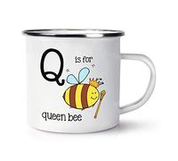 Letter Q is for Queen Bee Retro Enamel Mug Cup