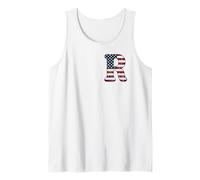 Letter R First Name Monogram Initial USA American Flag Print Tank Top