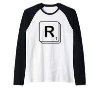 Letter R Word Game Tile Raglan Baseball Tee
