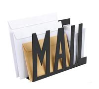 Letter Rack Black Metal Mail Organiser, Sturdy and durable Letter Holder, Geometric Office Desk Accessories for storing letters, documents, and notebooks in homes and offices（15x10x5cm）