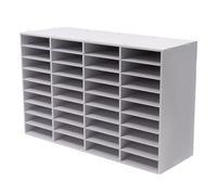 Letter Rack, Desk Storage, 36 Compartment Wood Literature Organizer, Desktop Paper Mail Sorter File Holder for Office School Home, White