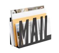 Letter Rack, Letter Holder for Home Organisation, Mail Organiser with Multiple Compartments, Black Letter Holder for Office and Home Use, Sturdy Construction for Daily Mail Management