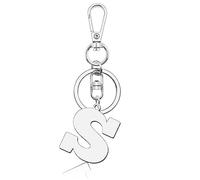 Letter S Alphabet Keyring Initial Letter Keychain for Handbag Wallet Purses Backpack Metal Letter Key Ring for Women Men Stainless Steel Letter Pendant Car Keyring Christmas Birthday Graduation Gifts