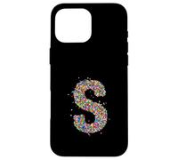Letter S Candy Rainbow Sprinkles Monogram Style Case for iPhone 16 Pro Max