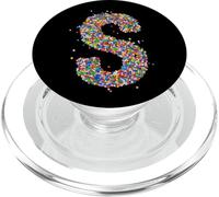 Letter S Candy Rainbow Sprinkles Monogram Style PopSockets PopGrip for MagSafe