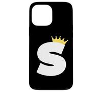 Letter S Capital Alphabet Monogram Initial King Queen Crown Case for iPhone 13 Pro Max