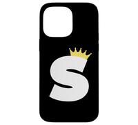 Letter S Capital Alphabet Monogram Initial King Queen Crown Case for iPhone 14 Pro Max