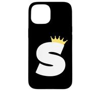 Letter S Capital Alphabet Monogram Initial King Queen Crown Case for iPhone 15