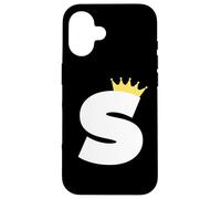 Letter S Capital Alphabet Monogram Initial King Queen Crown Case for iPhone 16