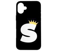 Letter S Capital Alphabet Monogram Initial King Queen Crown Case for iPhone 16 Plus