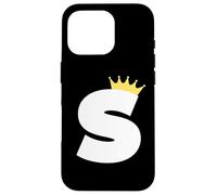 Letter S Capital Alphabet Monogram Initial King Queen Crown Case for iPhone 16 Pro