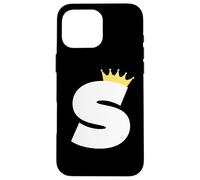Letter S Capital Alphabet Monogram Initial King Queen Crown Case for iPhone 16 Pro Max