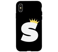 Letter S Capital Alphabet Monogram Initial King Queen Crown Case for iPhone X/XS
