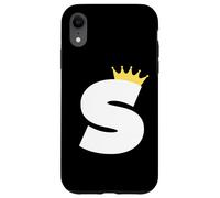 Letter S Capital Alphabet Monogram Initial King Queen Crown Case for iPhone XR