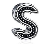 Letter S Charms, Initial S Alphabet Beads in Vintage 925 Sterling Silver, fits Pandora Charm Bracelet, Gift for Son/Sister/Back to School