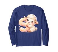 Letter S Sheep Watercolor Cute Baby Animal Alphabet Initial Long Sleeve T-Shirt