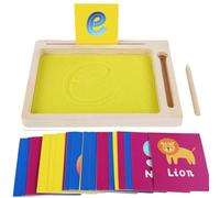 Letter Sand Tray - montessoris Writing Box, Wooden Flashcard Holder | Sand Tray with Alphabet Cards and styluse for Kids Letter Formation, Pre-K Learning, Handwriting Practice, and Early Education Too
