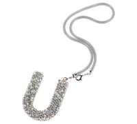 Letter Shaped Rearview Mirror Pendant with Rhinestone Bling Charm | Alloy and Crystal Details, Easy Hanging for Passenger Cars, Stylish Gift Choice, Elegant Interior Decoration