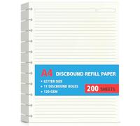 Letter Size 11 Discs 120gsm Discbound Refill Paper, Discbound Line Papers, Disc Paper Refill, Loose-Leaf Papers, Disc Planner Inserts, 200 Sheets/400 Pages, 8.5" X 11"