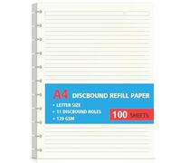 Letter Size 11 Discs 120gsm Discbound Refill Paper, Discbound Line Papers, Disc Paper Refill, Loose-Leaf Papers, Disc Planner Inserts, 100 Sheets/200 Pages, 8.5" X 11"