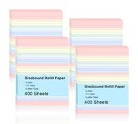 Letter Size Discbound Refill Paper 8.5'' X 11'' 400 Sheets 800 Pages Colored Discbound Planner Inserts 100GSM Lined Paper Refill Wide ruled for 11 Disc Notebooks Note-Taking