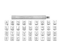 Letter Stamps Set Metal Kit, 36-Piece Leather Engraving Embossing Stamp Punch Set Multiple Sizes for Leather Crafting(L)