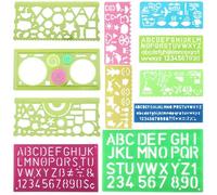 Letter Stencils 11 Pcs, Alphabet Stencils Plastic Number Stenci ls Letter Stencil for Kids' Drawing Template Painting Learning DIY Number Lettering Stencill (Multiple Colors)